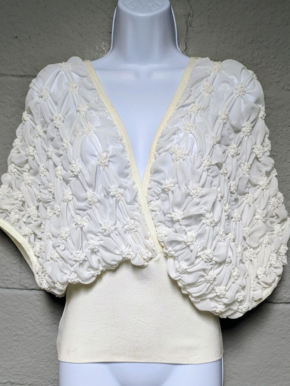 NWT Nü Denmark Deep V Ruffle Blouse Size S Creme